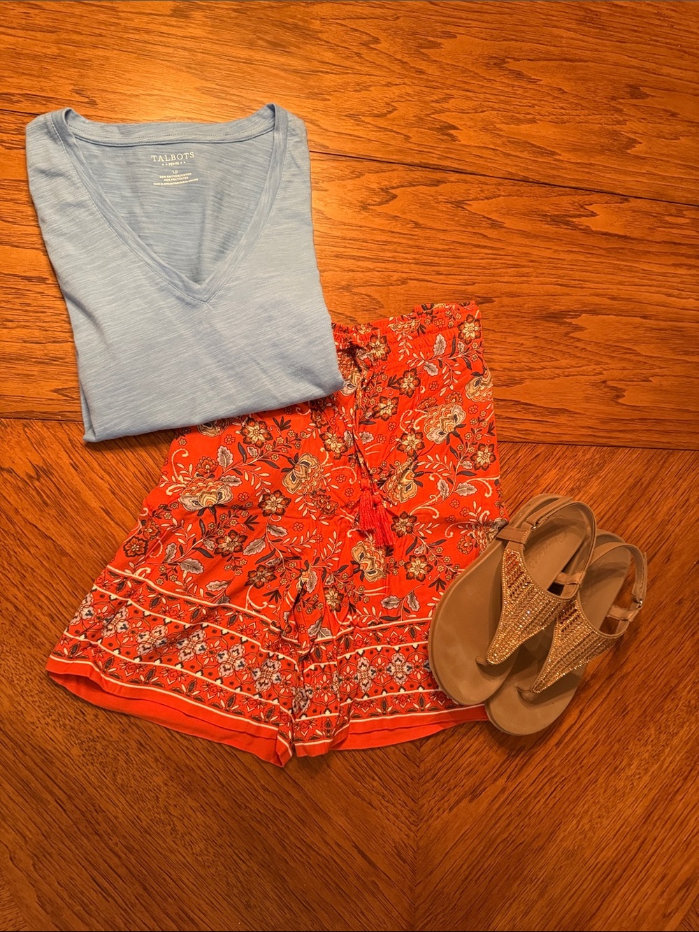 J. Jill Orange Floral Drawstring Shorts